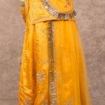 Mango Yellow Aari Sequins Work Rajputi Poshak | Zari Work on Bamber Satin | Jaipurio Designer Collection